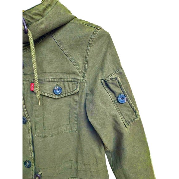Levi's Army Green Quilted Hooded Military Utility Field Jacket - Picture 5 of 11